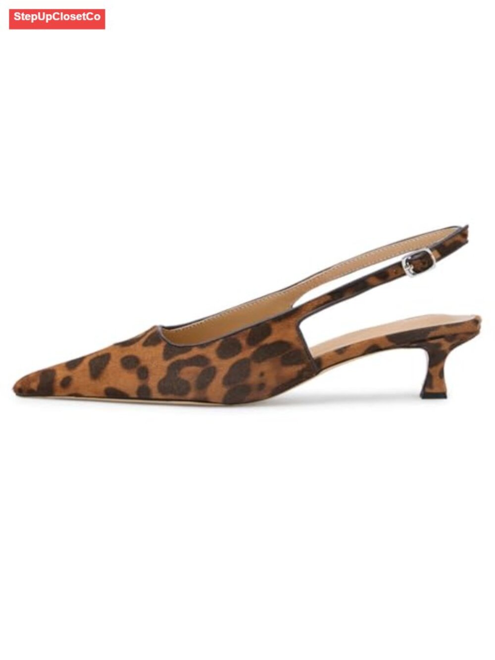 Kitten Heel Slingback Pumps Pointed Toe Low Heel Women's Shoes